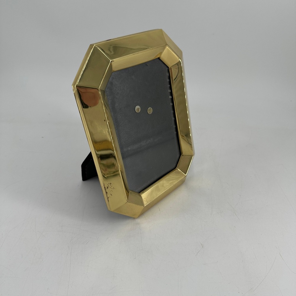 Vintage Gold Tone Octagon Beveled Picture Frame Hollywood Regency Decor 5x7